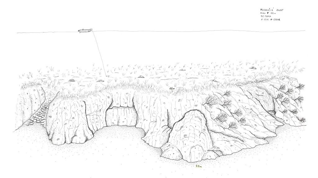 Technical sketch of the Plančić east dive site
